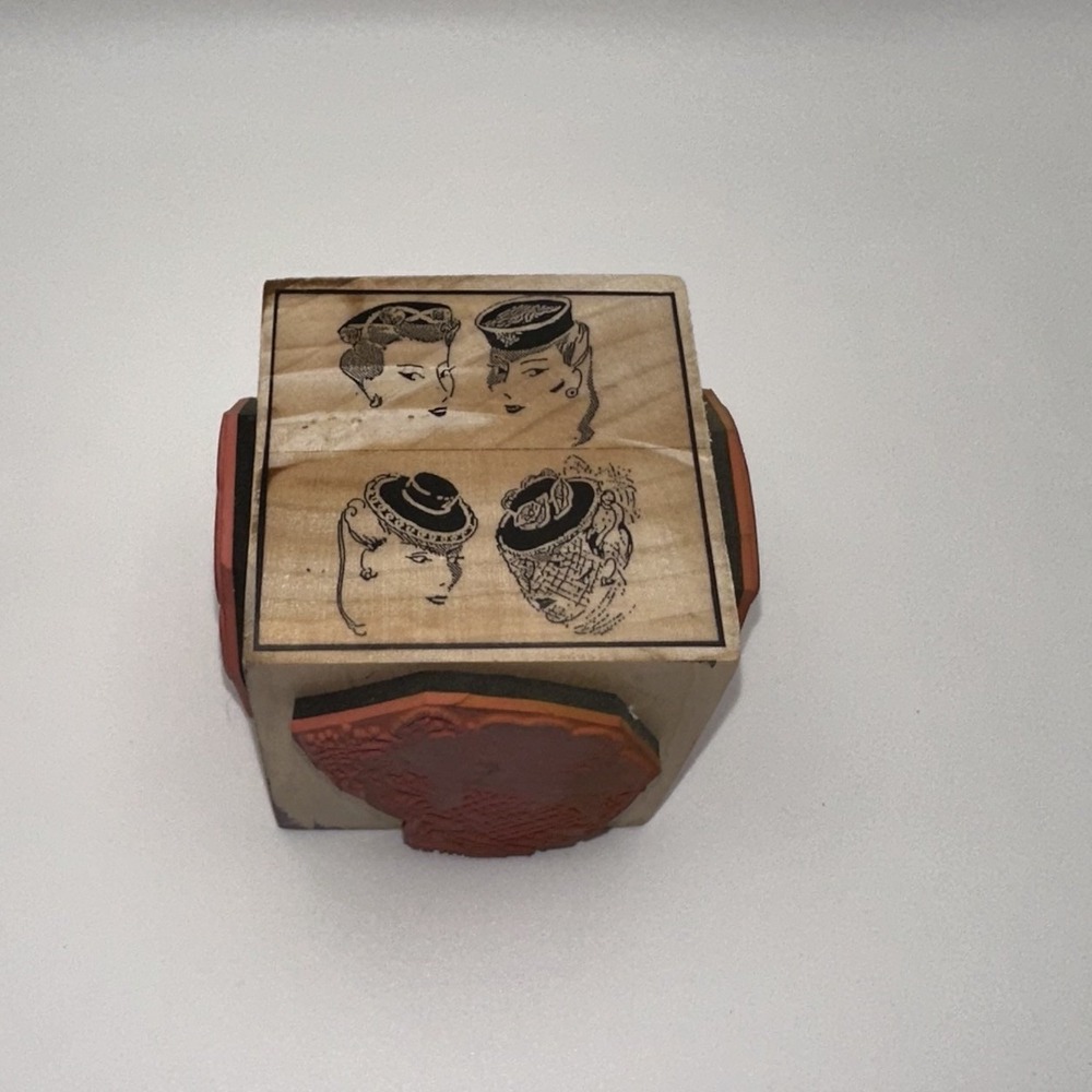 Postmodern Design B-Line Babe Cube BL1-105-G Victorian Wood Rubber Stamp 4-Sided